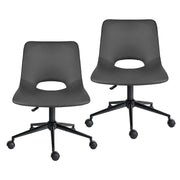 2 Set Office Desk Chair - PU Leather Home Swivel Chair Cut-Out Seat HALO GREY V274-FT-VOC-002BK-GY2
