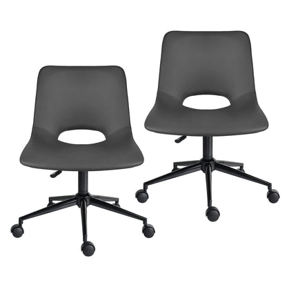 2 Set Office Desk Chair - PU Leather Home Swivel Chair Cut-Out Seat HALO GREY V274-FT-VOC-002BK-GY2