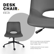 2 Set Office Desk Chair - PU Leather Home Swivel Chair Cut-Out Seat HALO GREY V274-FT-VOC-002BK-GY2