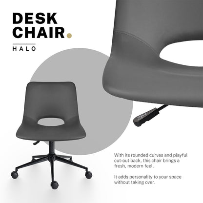 2 Set Office Desk Chair - PU Leather Home Swivel Chair Cut-Out Seat HALO GREY V274-FT-VOC-002BK-GY2