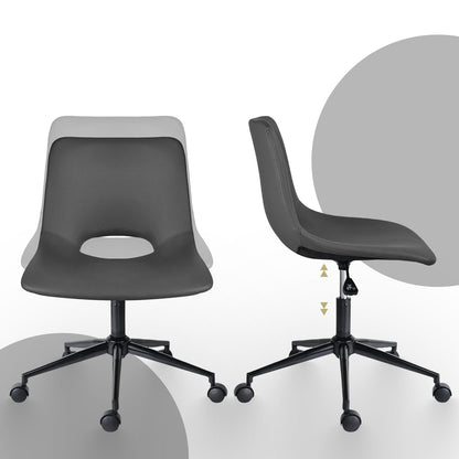 2 Set Office Desk Chair - PU Leather Home Swivel Chair Cut-Out Seat HALO GREY V274-FT-VOC-002BK-GY2