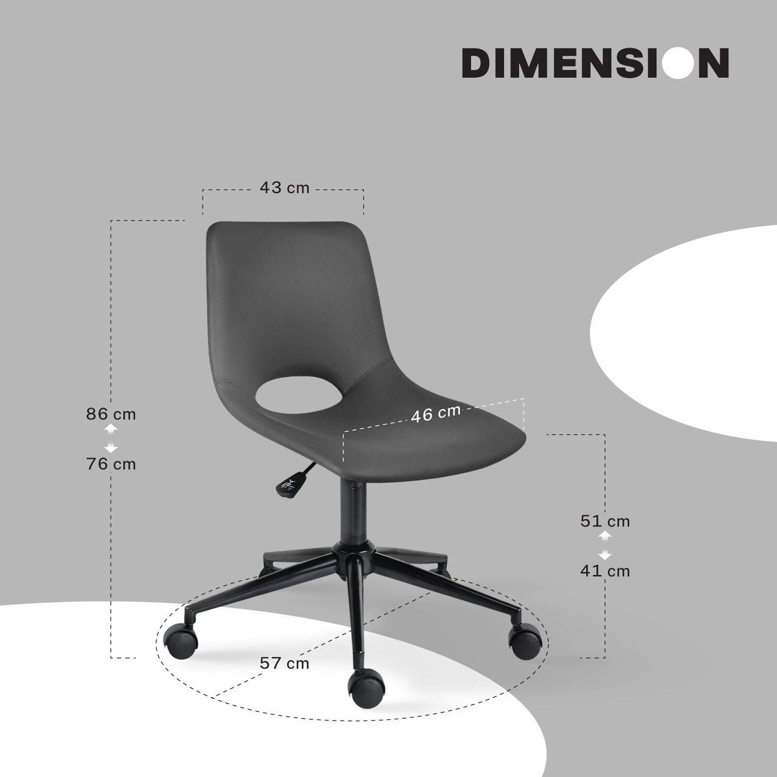 2 Set Office Desk Chair - PU Leather Home Swivel Chair Cut-Out Seat HALO GREY V274-FT-VOC-002BK-GY2