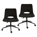 2 Set Office Desk Chair - Loop Yarn Fabric Home Swivel Chair Cut-Out Seat HALO BLACK V274-FT-VOC-002BK-LBK2