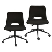 2 Set Office Desk Chair - Loop Yarn Fabric Home Swivel Chair Cut-Out Seat HALO BLACK V274-FT-VOC-002BK-LBK2