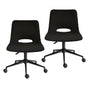 2 Set Office Desk Chair - Loop Yarn Fabric Home Swivel Chair Cut-Out Seat HALO BLACK V274-FT-VOC-002BK-LBK2