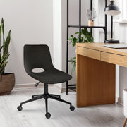 2 Set Office Desk Chair - Loop Yarn Fabric Home Swivel Chair Cut-Out Seat HALO BLACK V274-FT-VOC-002BK-LBK2