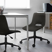 2 Set Office Desk Chair - Loop Yarn Fabric Home Swivel Chair Cut-Out Seat HALO BLACK V274-FT-VOC-002BK-LBK2