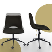 2 Set Office Desk Chair - Loop Yarn Fabric Home Swivel Chair Cut-Out Seat HALO BLACK V274-FT-VOC-002BK-LBK2