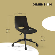 2 Set Office Desk Chair - Loop Yarn Fabric Home Swivel Chair Cut-Out Seat HALO BLACK V274-FT-VOC-002BK-LBK2