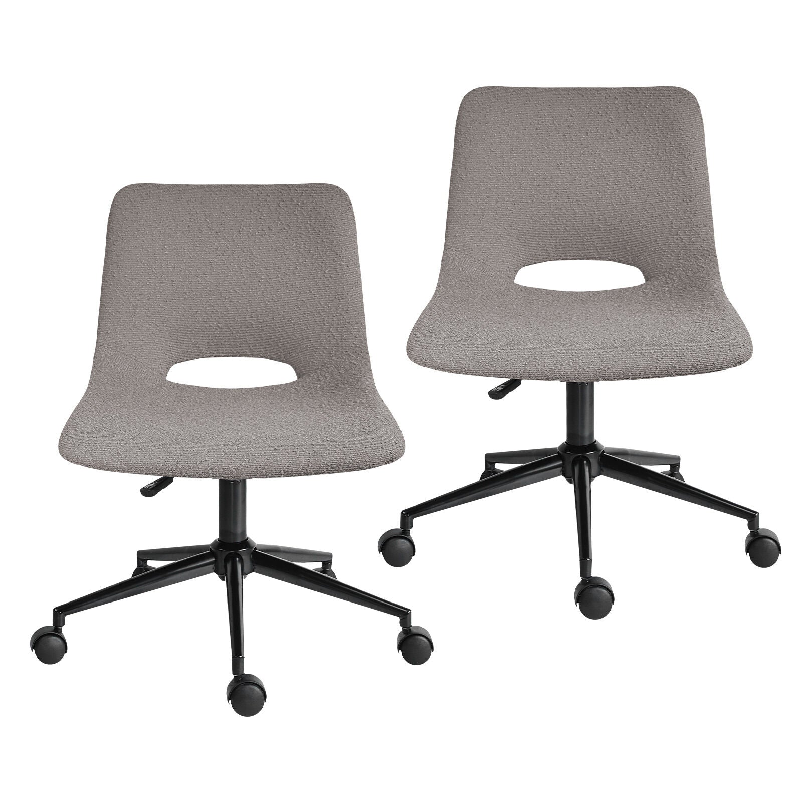 2 Set Office Desk Chair - Loop Yarn Fabric Home Swivel Chair Cut-Out Seat HALO GREY V274-FT-VOC-002BK-LGY2