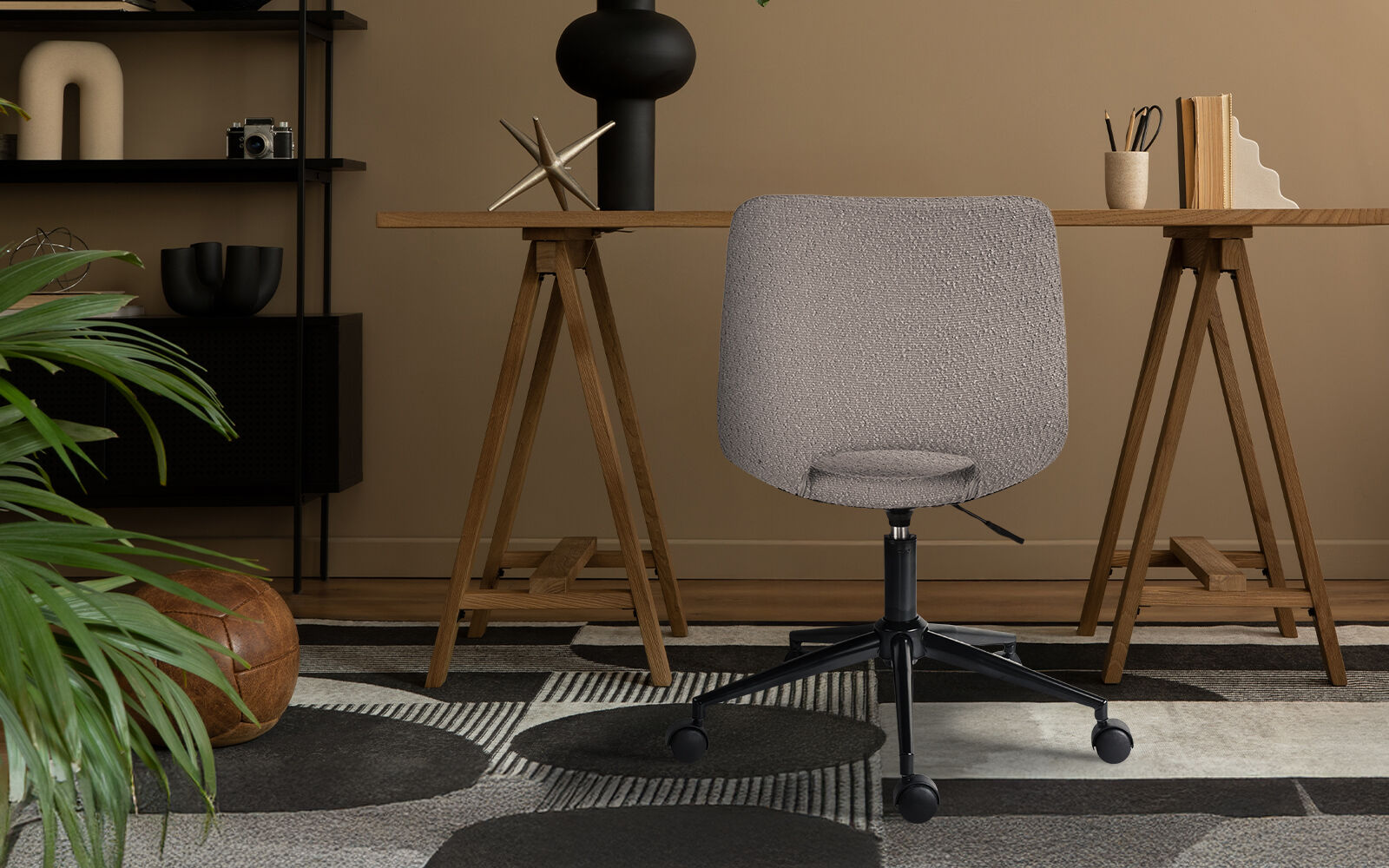 2 Set Office Desk Chair - Loop Yarn Fabric Home Swivel Chair Cut-Out Seat HALO GREY V274-FT-VOC-002BK-LGY2