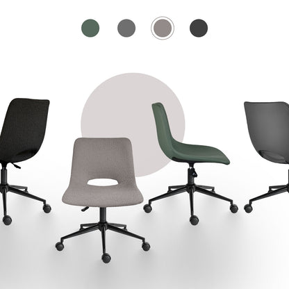 2 Set Office Desk Chair - Loop Yarn Fabric Home Swivel Chair Cut-Out Seat HALO GREY V274-FT-VOC-002BK-LGY2