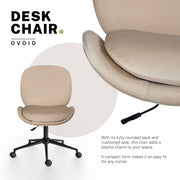 Office Desk Chair - Velvet Armless Swivel Study Seat OVOID PALE KHAKI V274-FT-VOC-003BK-KH