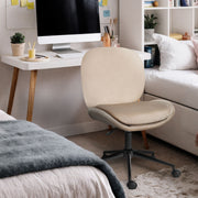 Office Desk Chair - Velvet Armless Swivel Study Seat OVOID PALE KHAKI V274-FT-VOC-003BK-KH