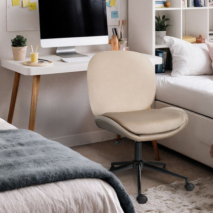 Office Desk Chair - Velvet Armless Swivel Study Seat OVOID PALE KHAKI V274-FT-VOC-003BK-KH