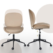 Office Desk Chair - Velvet Armless Swivel Study Seat OVOID PALE KHAKI V274-FT-VOC-003BK-KH