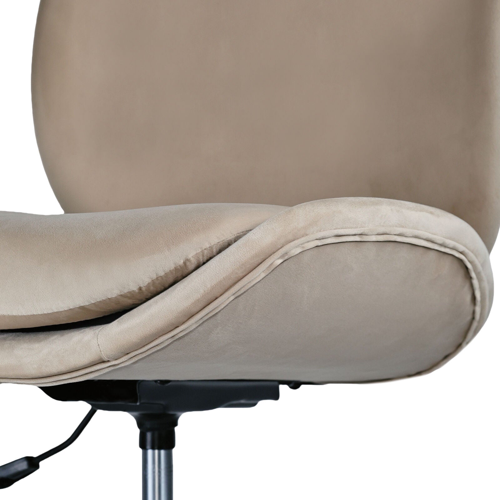 Office Desk Chair - Velvet Armless Swivel Study Seat OVOID PALE KHAKI V274-FT-VOC-003BK-KH