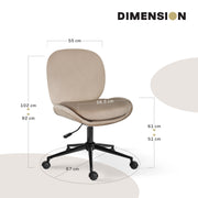 Office Desk Chair - Velvet Armless Swivel Study Seat OVOID PALE KHAKI V274-FT-VOC-003BK-KH