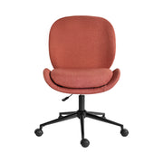 Office Desk Chair - Linen Fabric Armless Swivel Study Seat OVOID EARTHY RED V274-FT-VOC-003BK-RD