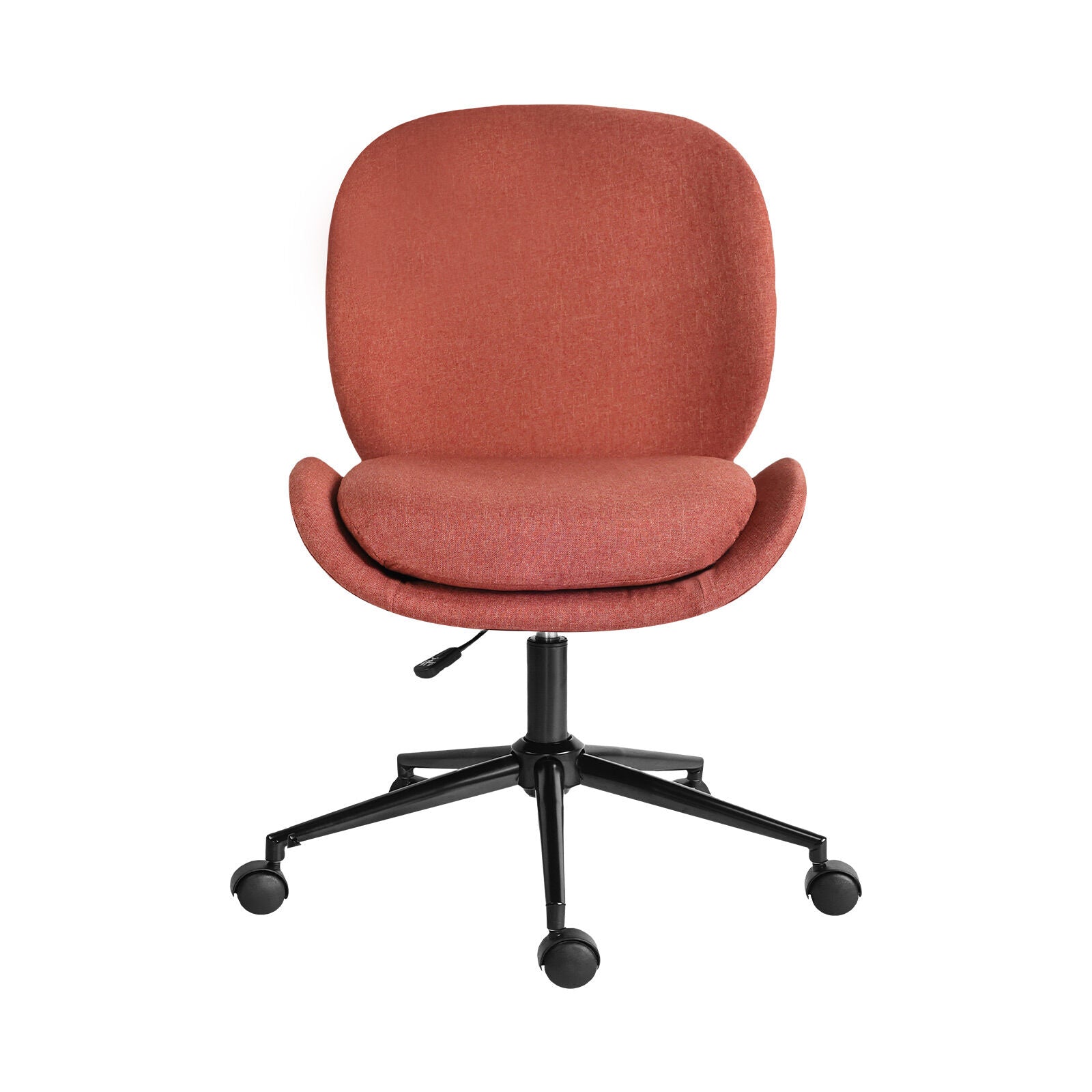 Office Desk Chair - Linen Fabric Armless Swivel Study Seat OVOID EARTHY RED V274-FT-VOC-003BK-RD