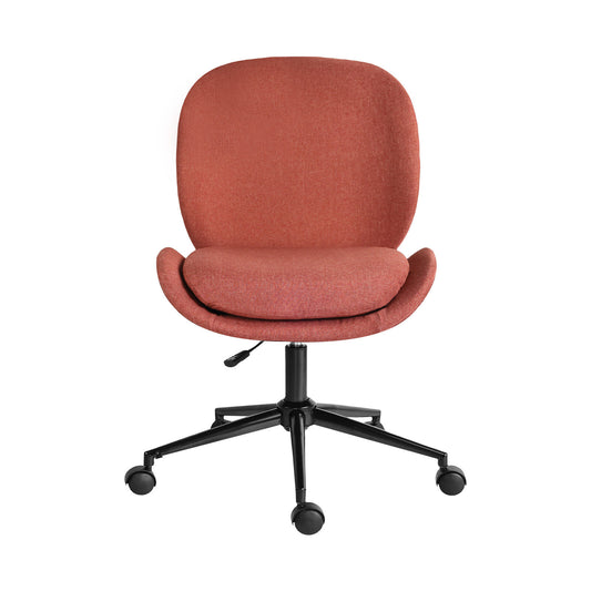 Office Desk Chair - Linen Fabric Armless Swivel Study Seat OVOID EARTHY RED V274-FT-VOC-003BK-RD