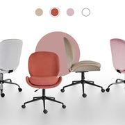 Office Desk Chair - Linen Fabric Armless Swivel Study Seat OVOID EARTHY RED V274-FT-VOC-003BK-RD