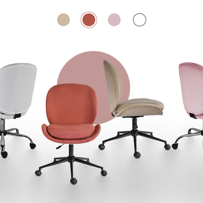 Office Desk Chair - Linen Fabric Armless Swivel Study Seat OVOID EARTHY RED V274-FT-VOC-003BK-RD