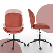 Office Desk Chair - Linen Fabric Armless Swivel Study Seat OVOID EARTHY RED V274-FT-VOC-003BK-RD