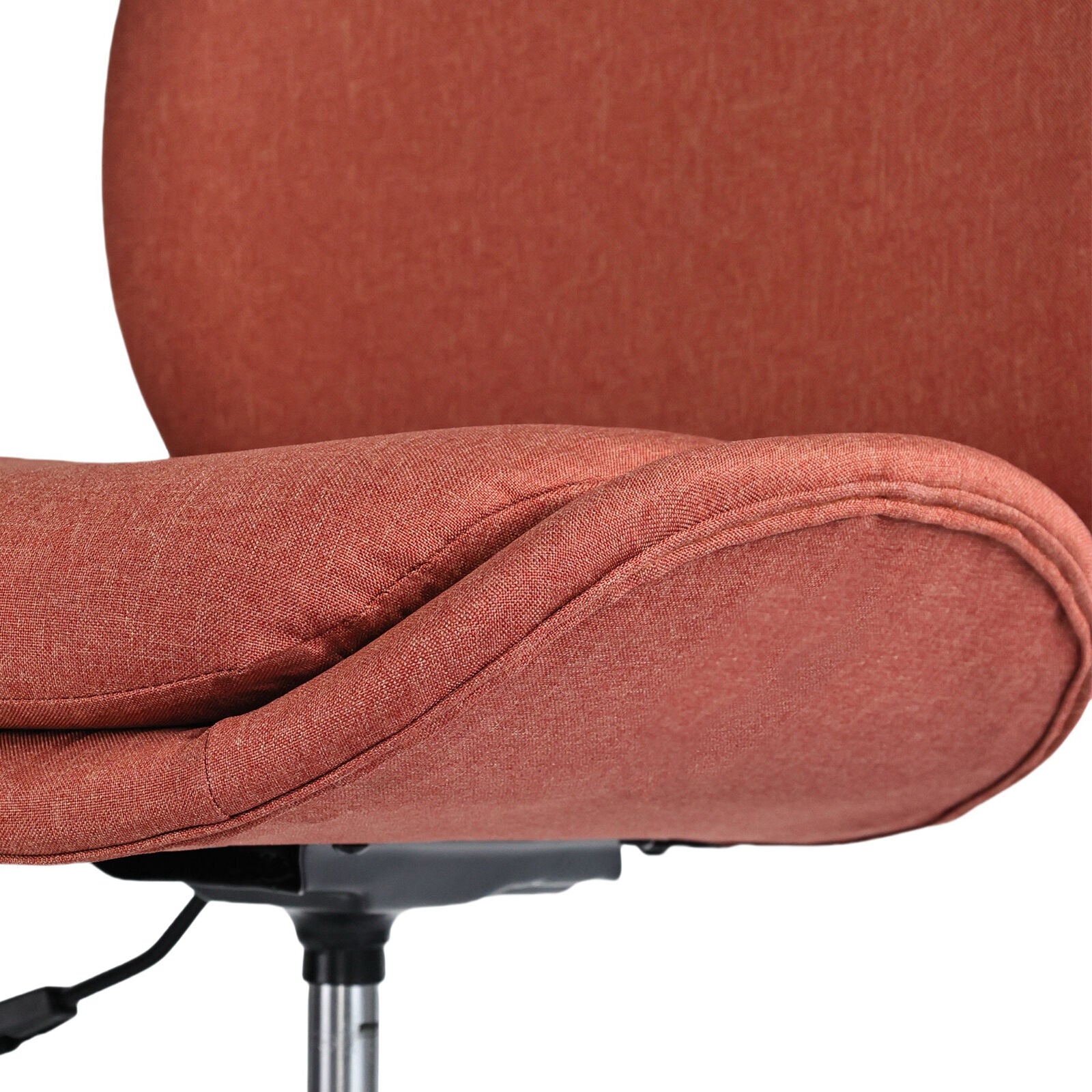 Office Desk Chair - Linen Fabric Armless Swivel Study Seat OVOID EARTHY RED V274-FT-VOC-003BK-RD