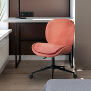 Office Desk Chair - Linen Fabric Armless Swivel Study Seat OVOID EARTHY RED V274-FT-VOC-003BK-RD