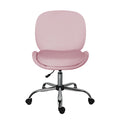Office Desk Chair - Velvet Armless Swivel Study Seat OVOID PINK V274-FT-VOC-003SL-PK