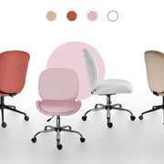 Office Desk Chair - Velvet Armless Swivel Study Seat OVOID PINK V274-FT-VOC-003SL-PK