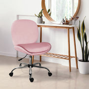 Office Desk Chair - Velvet Armless Swivel Study Seat OVOID PINK V274-FT-VOC-003SL-PK