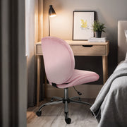 Office Desk Chair - Velvet Armless Swivel Study Seat OVOID PINK V274-FT-VOC-003SL-PK