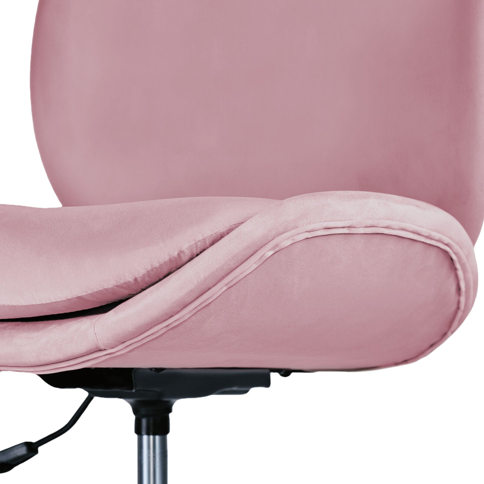 Office Desk Chair - Velvet Armless Swivel Study Seat OVOID PINK V274-FT-VOC-003SL-PK