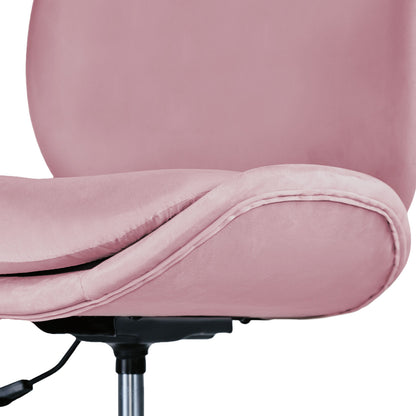 Office Desk Chair - Velvet Armless Swivel Study Seat OVOID PINK V274-FT-VOC-003SL-PK