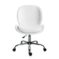Office Desk Chair - Teddy Boucle Armless Swivel Study Seat OVOID WHITE V274-FT-VOC-003SL-WH