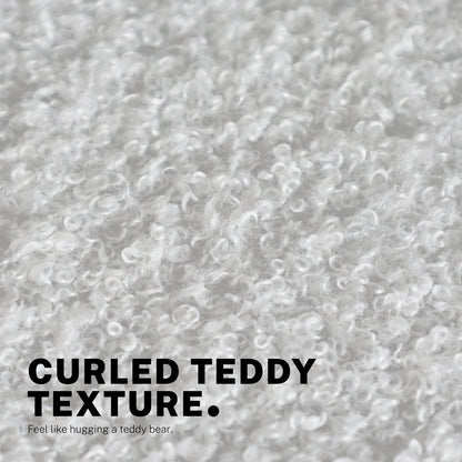 Office Desk Chair - Teddy Boucle Armless Swivel Study Seat OVOID WHITE V274-FT-VOC-003SL-WH