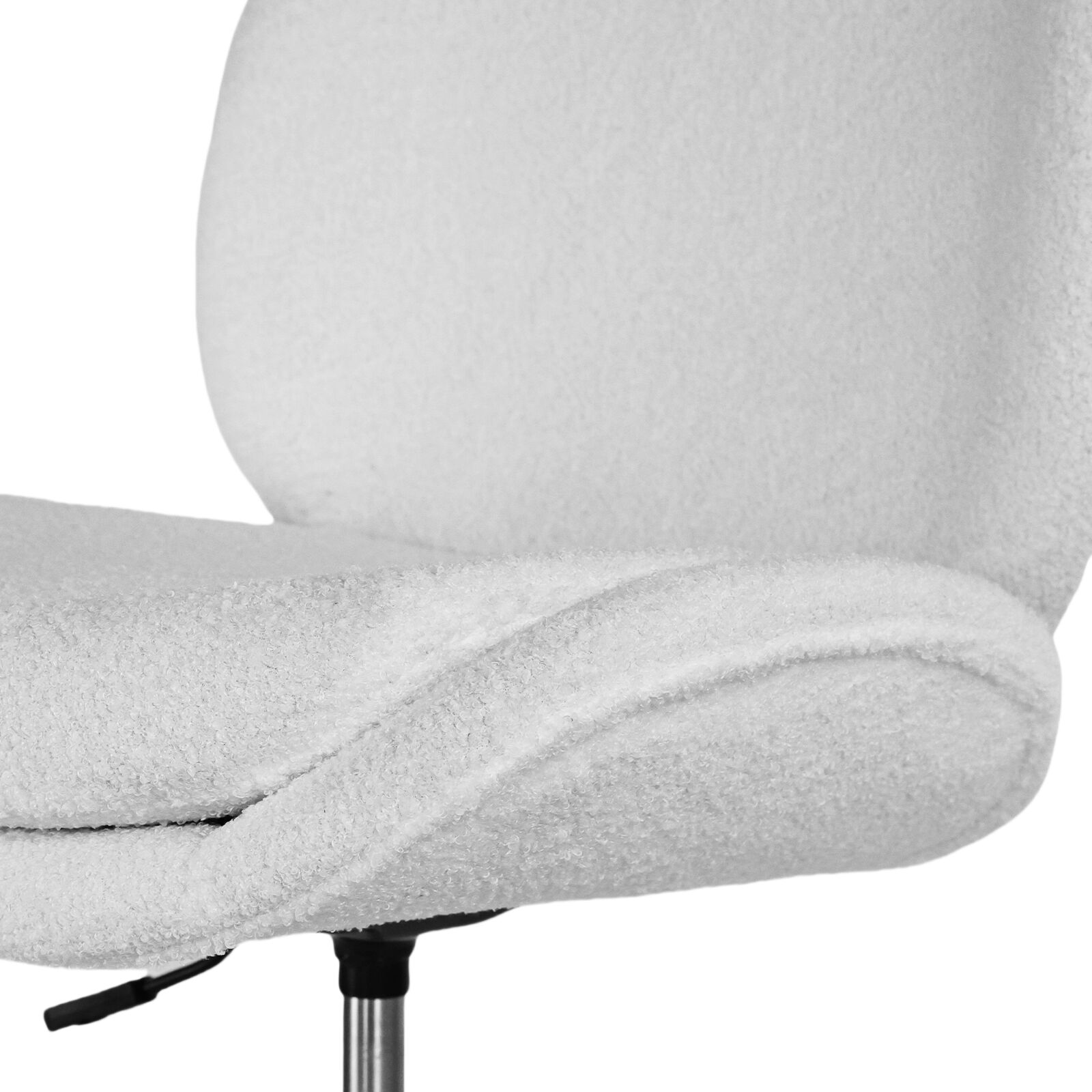 Office Desk Chair - Teddy Boucle Armless Swivel Study Seat OVOID WHITE V274-FT-VOC-003SL-WH