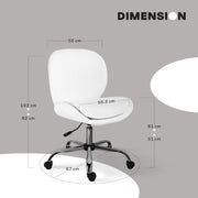 Office Desk Chair - Teddy Boucle Armless Swivel Study Seat OVOID WHITE V274-FT-VOC-003SL-WH