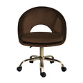 Office Desk Chair - Velvet Home Office Swivel Computer Seat COVE BROWN V274-FT-VOC-004GD-BN