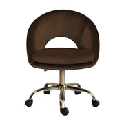 Office Desk Chair - Velvet Home Office Swivel Computer Seat COVE BROWN V274-FT-VOC-004GD-BN