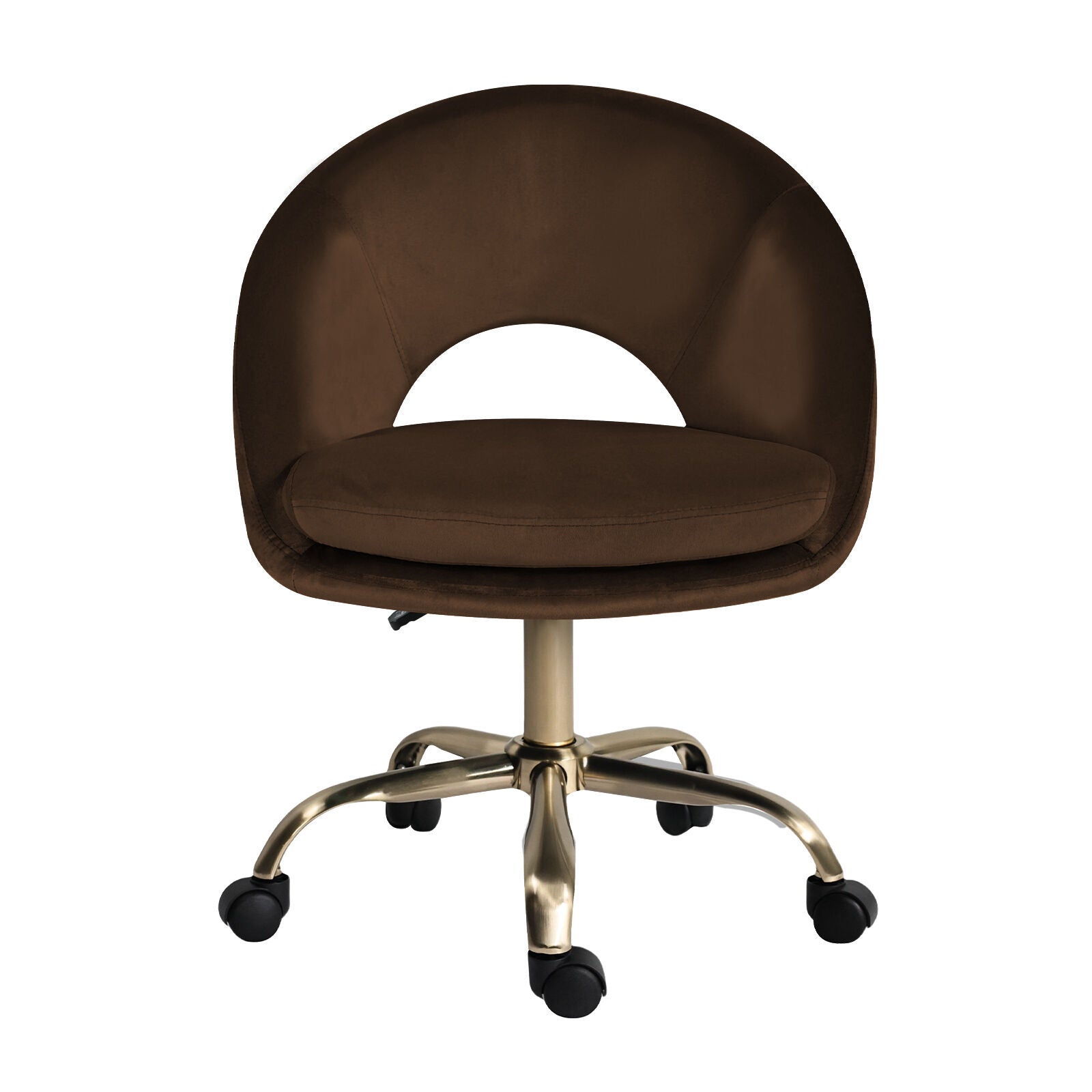 Office Desk Chair - Velvet Home Office Swivel Computer Seat COVE BROWN V274-FT-VOC-004GD-BN