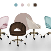 Office Desk Chair - Velvet Home Office Swivel Computer Seat COVE BROWN V274-FT-VOC-004GD-BN