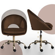 Office Desk Chair - Velvet Home Office Swivel Computer Seat COVE BROWN V274-FT-VOC-004GD-BN