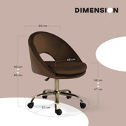 Office Desk Chair - Velvet Home Office Swivel Computer Seat COVE BROWN V274-FT-VOC-004GD-BN