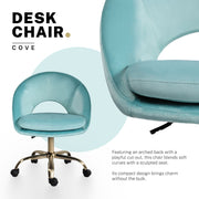 Office Desk Chair - Velvet Home Office Swivel Computer Seat COVE BLUE V274-FT-VOC-004GD-BU
