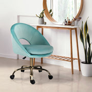 Office Desk Chair - Velvet Home Office Swivel Computer Seat COVE BLUE V274-FT-VOC-004GD-BU