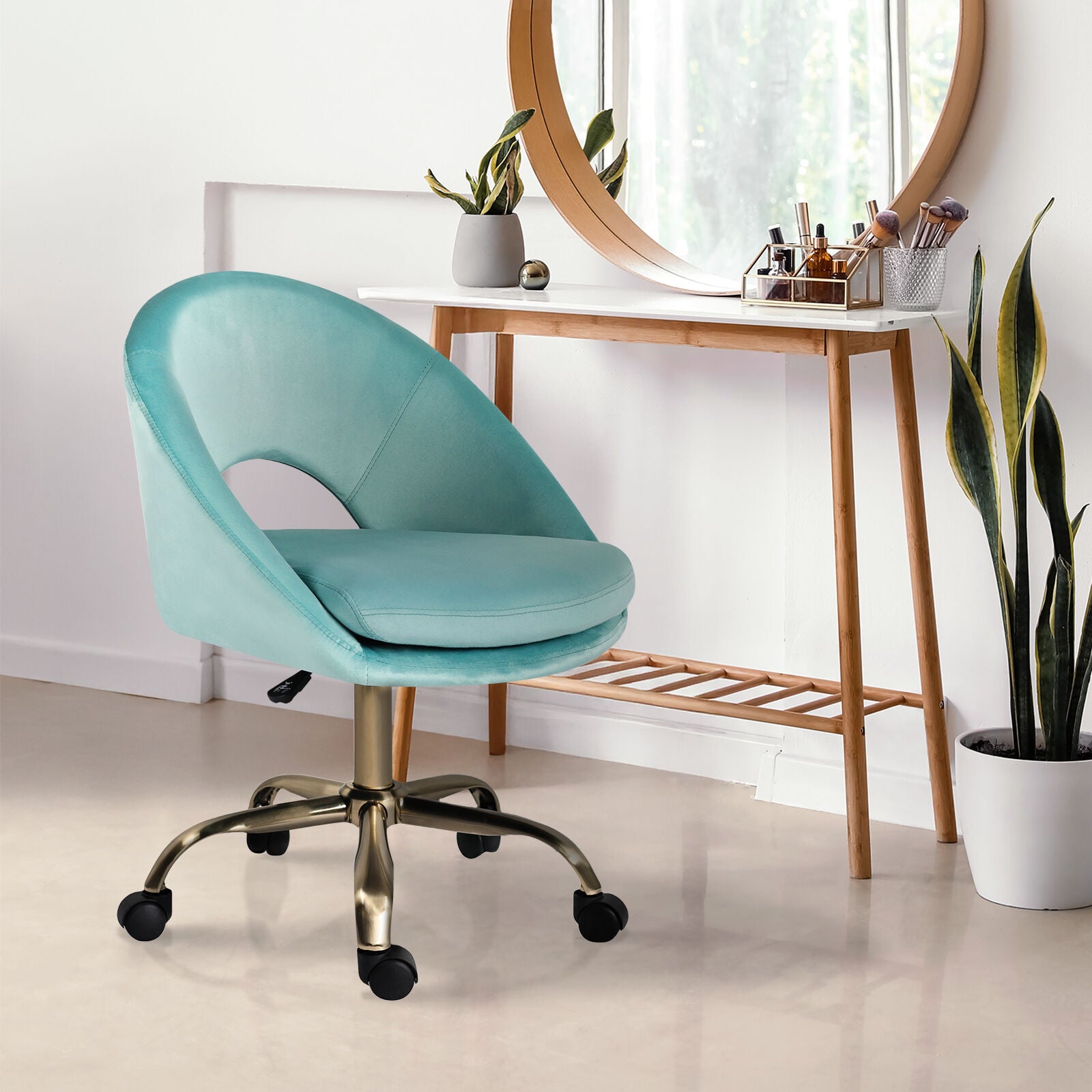 Office Desk Chair - Velvet Home Office Swivel Computer Seat COVE BLUE V274-FT-VOC-004GD-BU