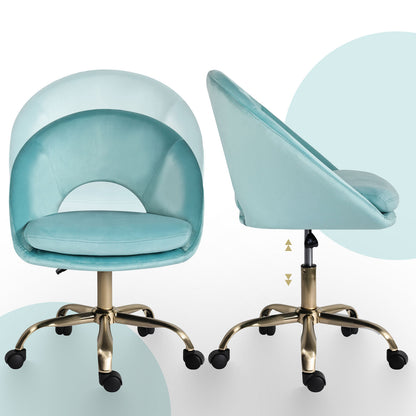 Office Desk Chair - Velvet Home Office Swivel Computer Seat COVE BLUE V274-FT-VOC-004GD-BU